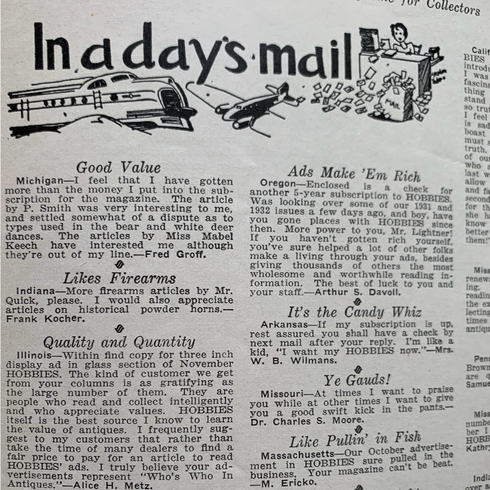 ! Vintage 2 HOBBIES magazines. Nov 1941 & Aug 1942 “The Magazine-for-Collectors” - Picture 10 of 16